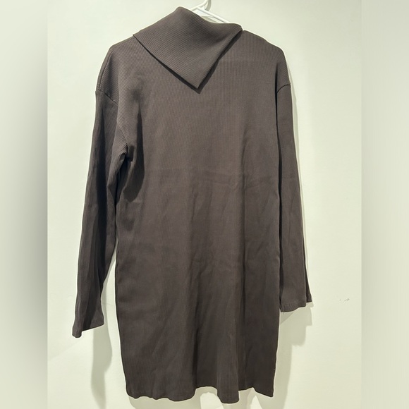 NWOT Zara Brown 95% Cotton Sweater Dress or Top with asymmetrical Collar - Picture 5 of 7